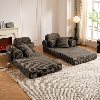Convertible Sleeper Sofa With & Side Storage Pocket, Foldable Upholstered Couch For Living Room
