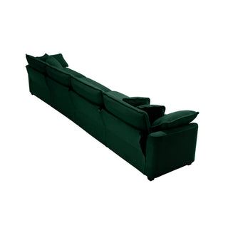 Modern Upholstered 4 Seater Fabric Sofa With Arm And Throw Pillows