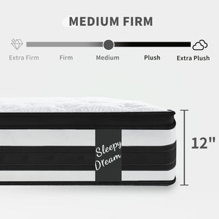 12" Breathable Hybrid Mattress, Memory Foam, Individual Pocket Springs