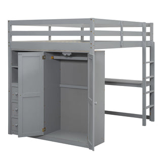 Loft Bed With Built In Wardrobe, Shelves And Drawers