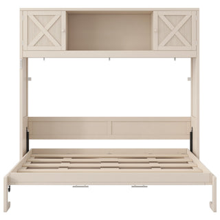 Rustic Casual Murphy Bed With Storage Cabinets