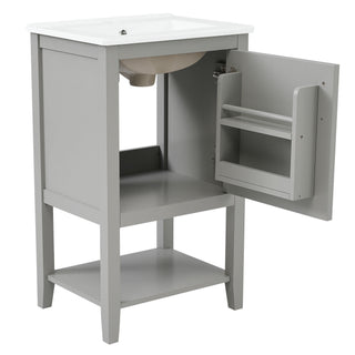 Modern Bathroom Vanity With Sink, Soft-Closing Door And Open Shelf