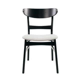 Dining Chairs With Upholstered Seat (Set of 2) - Black / Light Beige
