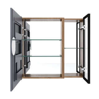 Wall Mounted Bathroom Cabinet & Adjustable Shelves - Imitative Oak
