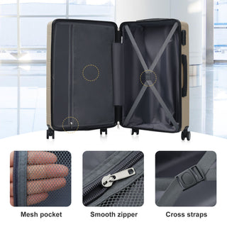 6 Piece Lightweight Hardshell Luggage Set With Double Spinner Wheels, Password Lock