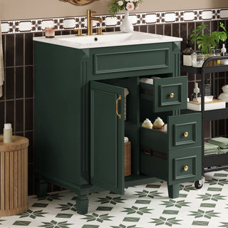 Bathroom Vanity With Sink, Compact Cabinet & 2 Drawers And Adjustable Shelf