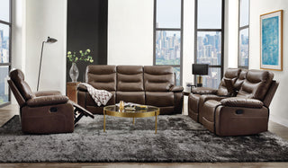 Aashi - Leather Gel Match Recliner Sofa - Brown