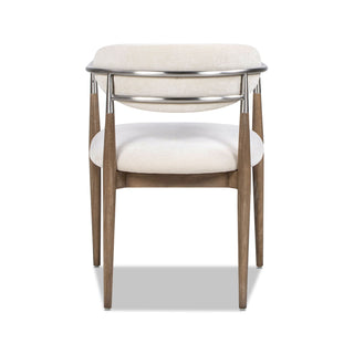 Artemis - Mixed Material Upholstered Dining Arm Chair - Warm White