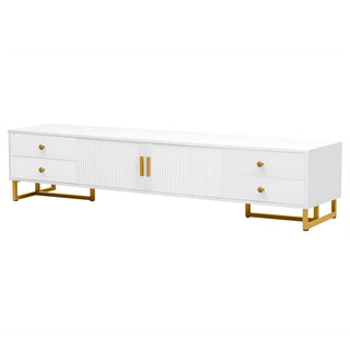 TV Media Console Table, TV Stand With Storage For Living Room - White