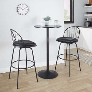 Riley - Claire Farmhouse Fixed Height Barstool With Swivel With Round Footrest (Set of 2)