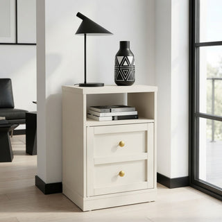 Nightstand With Door & Shelf, 2 Drawer Side Table