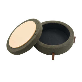 Round Storage Ottoman, Footrest Stool For Living Room