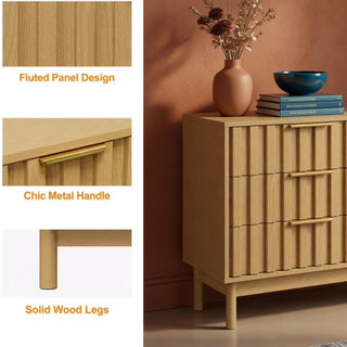 Fluted 3 Drawer Dresser