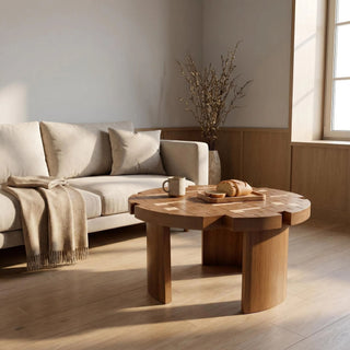 Round End Table For Living Room - Brown / Yellow