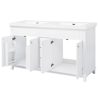 Bathroom Vanity With Double Sinks, 3 Drawers & 4 Doors - White