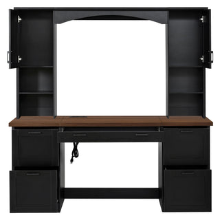 Farmhouse Computer Desk With Hutch