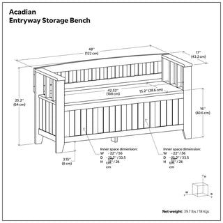 Acadian - Entryway Storage Bench, Handcrafted