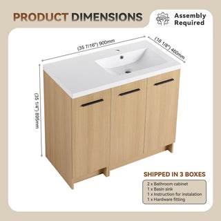 Wall Mounted Floating Bathroom Vanity With Sink, 3 Door Modular Cabinet