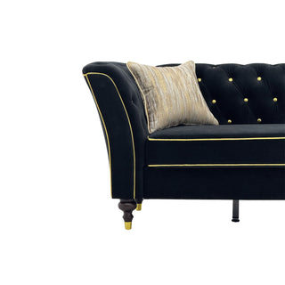 3 Person Sofa With Deep Seat, Tufted Backrest