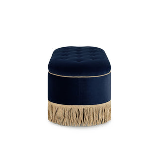 Melinda - Oval Tufted Bullion Fringe Storage Bench