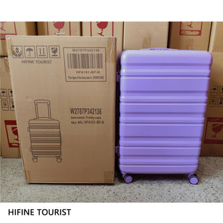 3 Piece 20" / 24" / 28" Spinner Luggage Set & Combination Lock, Durable Hard Shell With 360° Silent Wheels - Blue / Purple