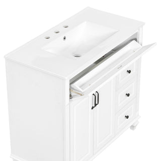 Modern Bathroom Vanity With Sink, 3 Drawers & 2 Doors