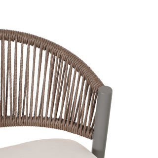 Outdoor Bar Height Metal Frame Counter Stools With Scallop Shaped Backrest & Water Resistant Cushions