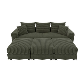 Convertible Deep Seat Sofa With Soft Pillows And Ottomans