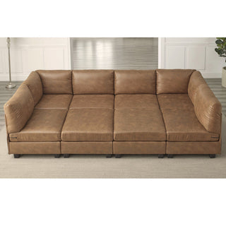 Modular Sectional, Customizable Layout, Removable Cushions - Brown