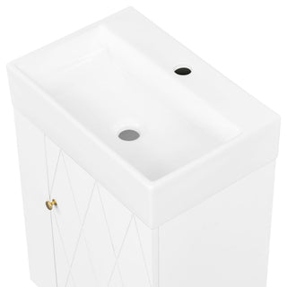 Modern Bathroom Vanity With Sink, Diamond Pattern Doors
