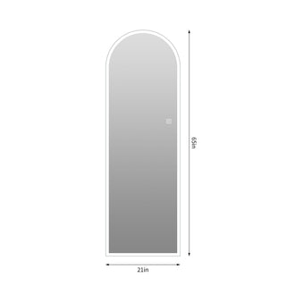 65" X 21" Arched LED Full Length Mirror, Wall Mounted Lighted Full Body Mirror With Frosted Edge Lighting, 3 Color Temperatures & Stepless Dimming - Silver