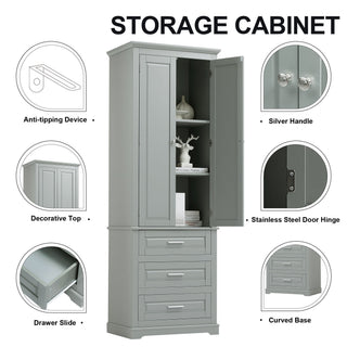 Tall Storage Cabinet With 3 Drawers For Bathroom