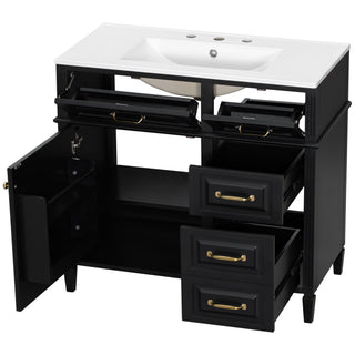 Modern Bathroom Vanity With Sink Top, Flip Drawer Design