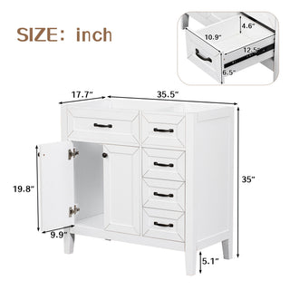 Modern Bathroom Vanity Base Only, 2 Doors And 3 Drawers