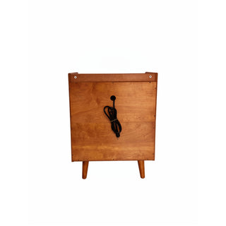 3 Drawer End Table With Charging Station For Bedroom - Natural Wood