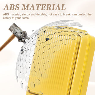 Luggage Set With Cosmetic Case, Combination Lock, Front Opening Design