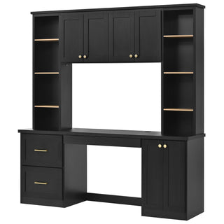 Computer Desk With Hutch, Workstation With Desk Grommet & Keyboard Tray