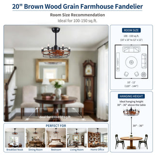 Modern Farmhouse Ceiling Fan, Adjustable Hanging