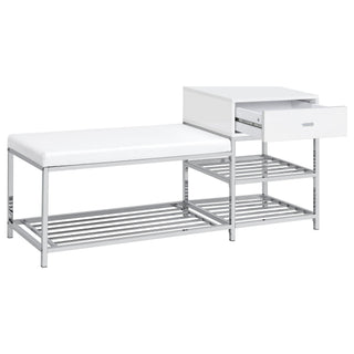 Yesler - 1 Drawer Storage Bench - Glossy White