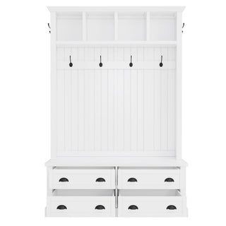 Hall Tree With 4 Drawers, Coat Rack With 6 Hooks