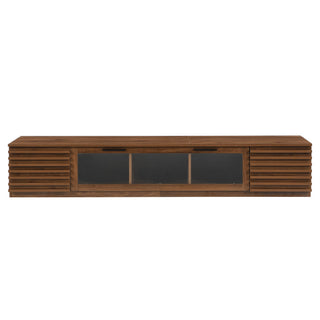 TV Stand With LED Lighting, Soft Closing Hinges, Cable Management - Walnut