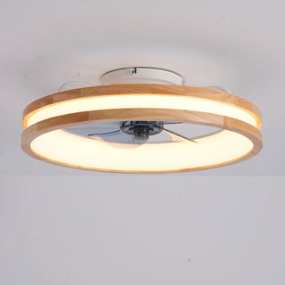Ceiling Fans With LED Light Source And Remote Control, 3000 - 6500K Dimmable, 6 Speeds, Quiet DC Motor For Living Room - Natural Wood / White