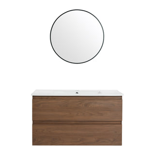 Wall Mounted Bathroom Vanity & Sink, 2 Soft Close Drawers