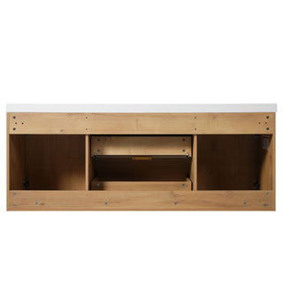 Double Sink Bathroom Vanity Soft Close Doors, Divided Drawers, Wall Mounted - Wood