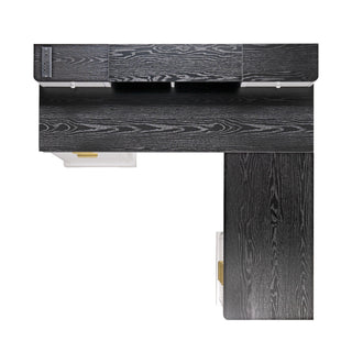 Fluted L-Shaped Desk With Charging Station & Storage Cabinet