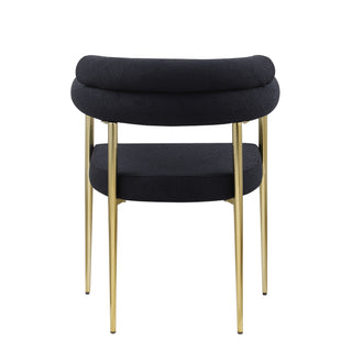 Dining Chairs (Set of 2), Mid-Century Modern Dining Chairs, Kitchen Dining Room Chairs, Round Boucle Backrest Sherpa Dining Chair With Brushed Metal Legs