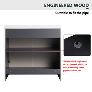 Contemporary Freestanding Bathroom Vanity With Resin Sink & Soft-Close Cabinet Doors