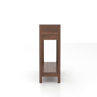 Mid-Century Modern Fluted Console Table With 2 Drawers & Open Shelf, Walnut Finish Narrow Entryway Table, Slim Sofa Table For Hallway, Living Room, Small Spaces, Easy Assembly
