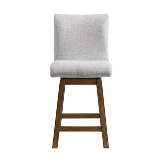 Carmela - Swivel Counter Chair (Set of 2) - Brown / Light Gray Linen