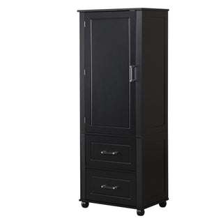 Tall Freestanding Bathroom Storage Cabinet With 2 Drawers And Adjustable Shelf